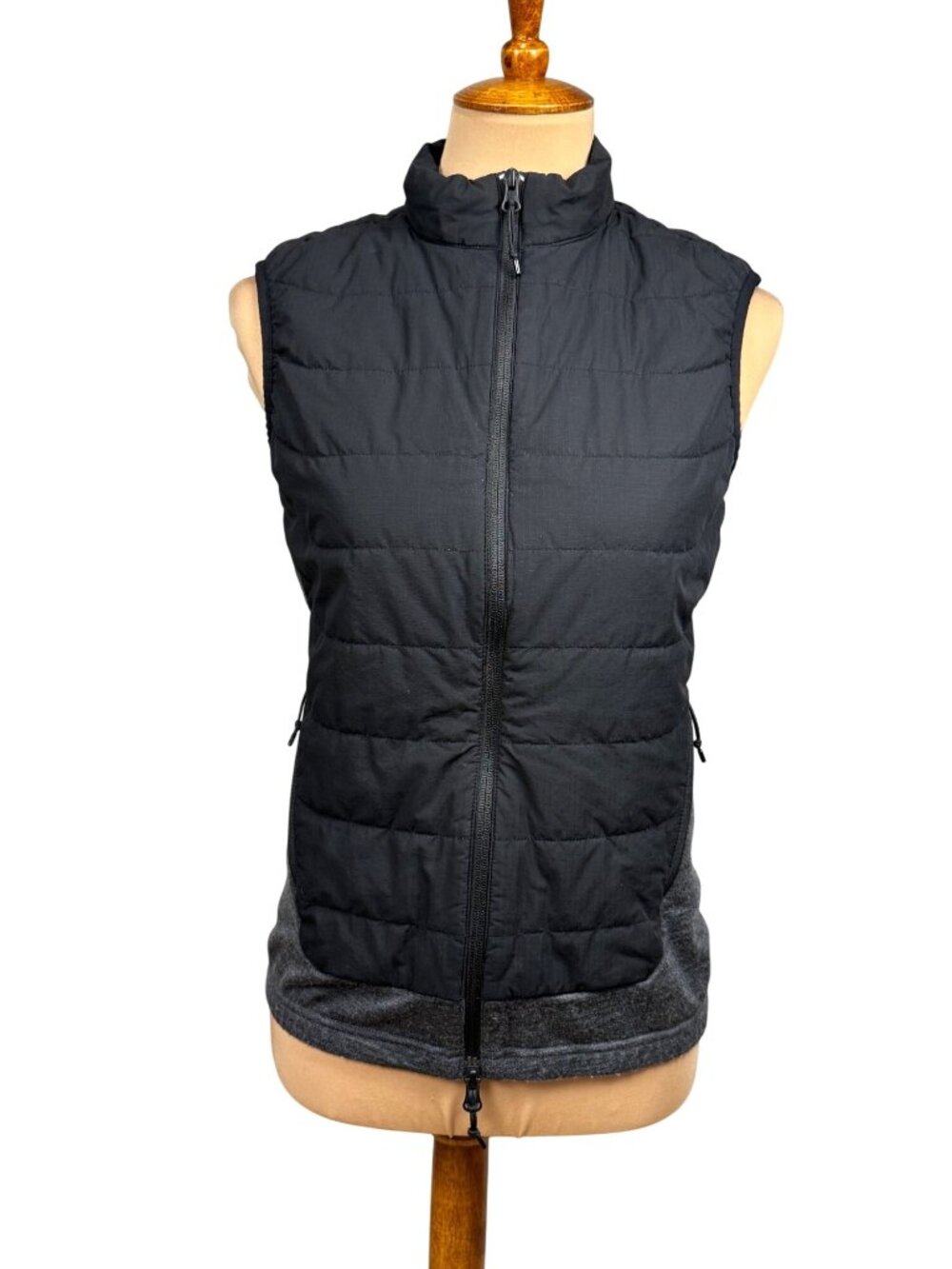 Icebreaker Black Quilted Vest with Gray Knit Hem
